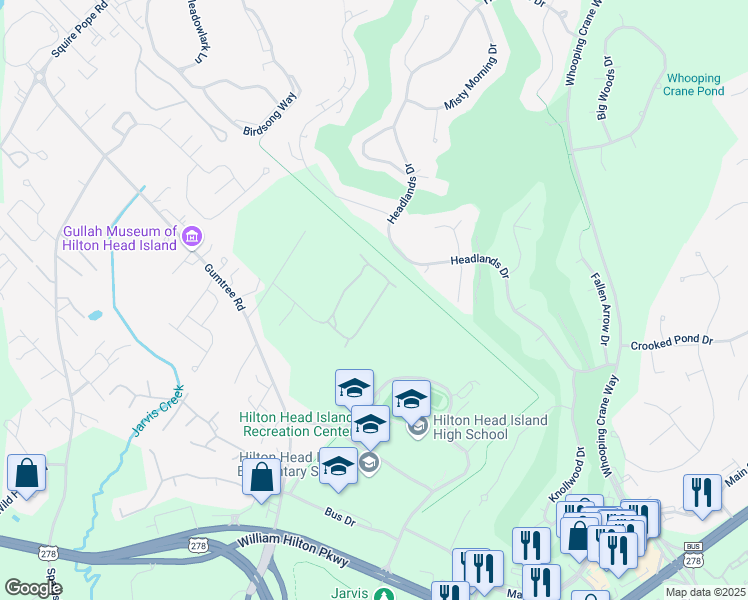 map of restaurants, bars, coffee shops, grocery stores, and more near 157 Ceasar Place in Hilton Head Island