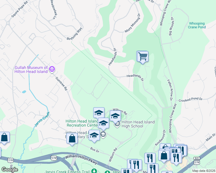 map of restaurants, bars, coffee shops, grocery stores, and more near 170 Ceasar Place in Hilton Head Island