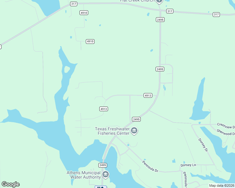 map of restaurants, bars, coffee shops, grocery stores, and more near 5392 County Road 4913 in Athens