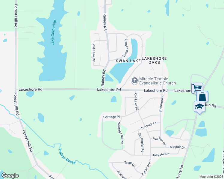 map of restaurants, bars, coffee shops, grocery stores, and more near 427 Lakeshore Road in Jackson