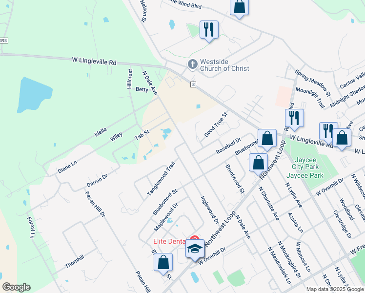 map of restaurants, bars, coffee shops, grocery stores, and more near 1505 North Dale Avenue in Stephenville