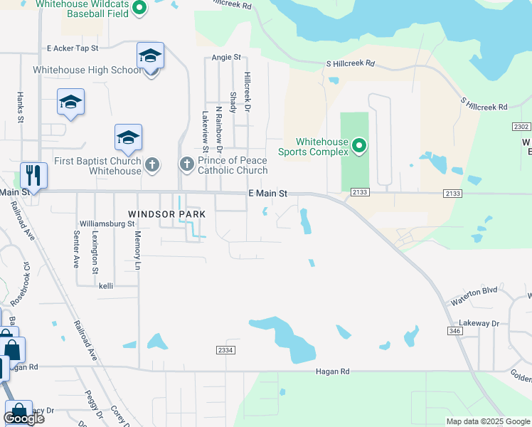 map of restaurants, bars, coffee shops, grocery stores, and more near 1308 Farm to Market 346 in Whitehouse