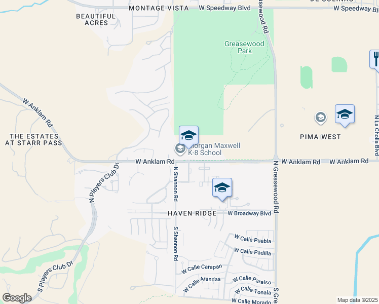 map of restaurants, bars, coffee shops, grocery stores, and more near 2802 West Anklam Road in Tucson
