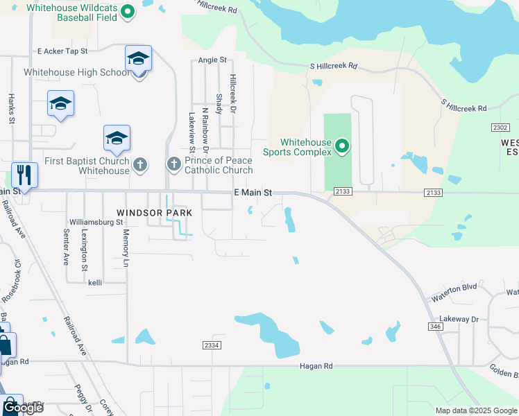 map of restaurants, bars, coffee shops, grocery stores, and more near 1308 Farm to Market 346 in Whitehouse