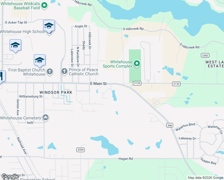 map of restaurants, bars, coffee shops, grocery stores, and more near 1314 East Main Street in Whitehouse