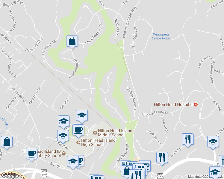 map of restaurants, bars, coffee shops, grocery stores, and more near 8 Oyster Rake Lane in Hilton Head Island