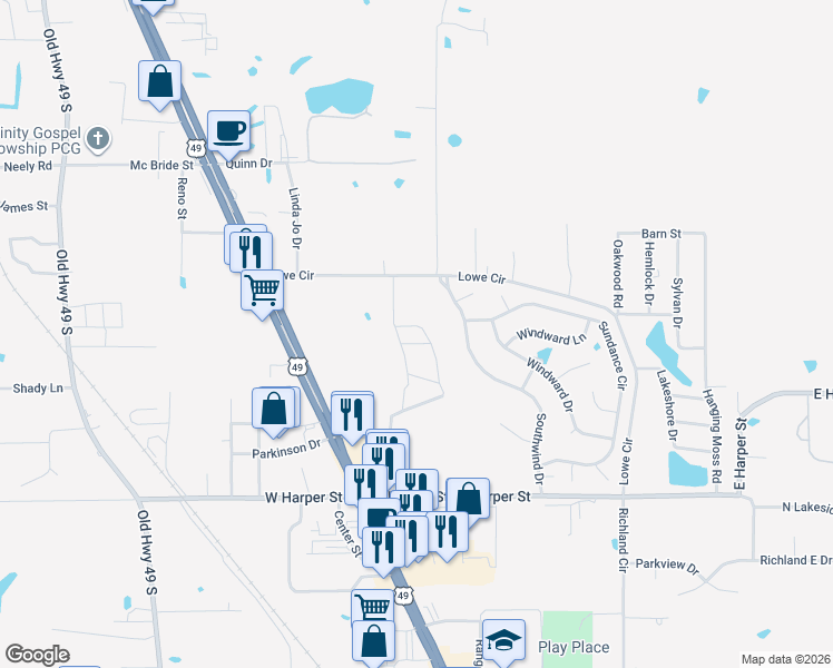 map of restaurants, bars, coffee shops, grocery stores, and more near in Richland