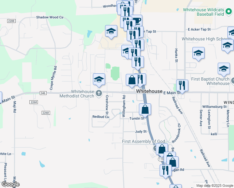 map of restaurants, bars, coffee shops, grocery stores, and more near 308 Shahan Street in Whitehouse