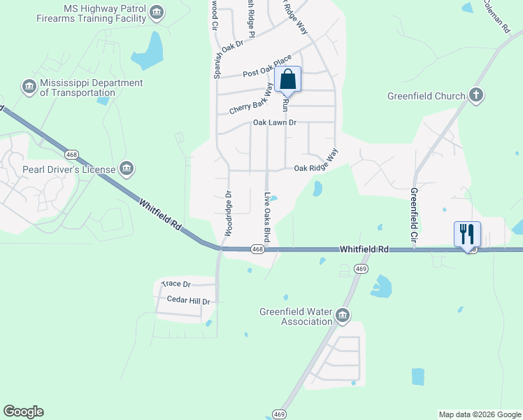map of restaurants, bars, coffee shops, grocery stores, and more near 316 London Way in Pearl