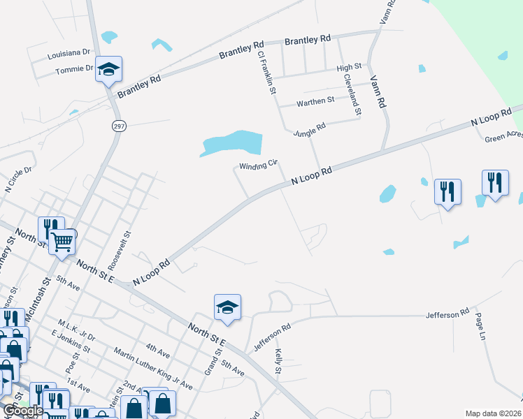 map of restaurants, bars, coffee shops, grocery stores, and more near 1307 North Loop Road in Vidalia