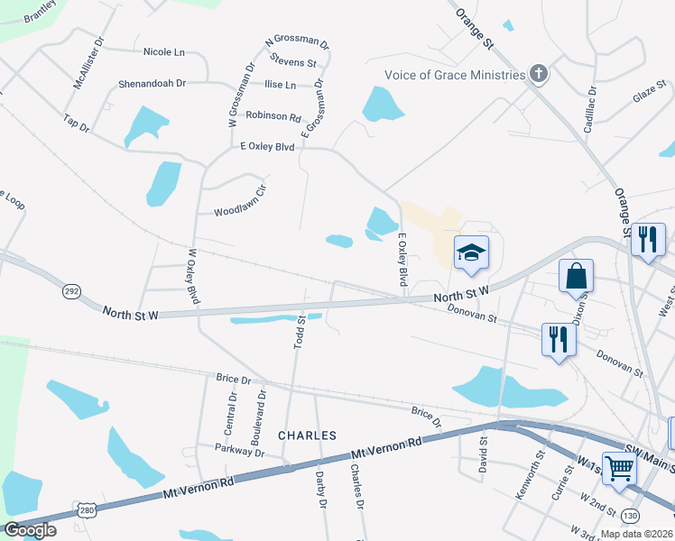 map of restaurants, bars, coffee shops, grocery stores, and more near 100 Fowler Street in Vidalia