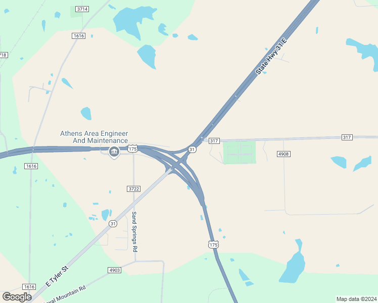 map of restaurants, bars, coffee shops, grocery stores, and more near 2940 State Highway 31 West in Athens