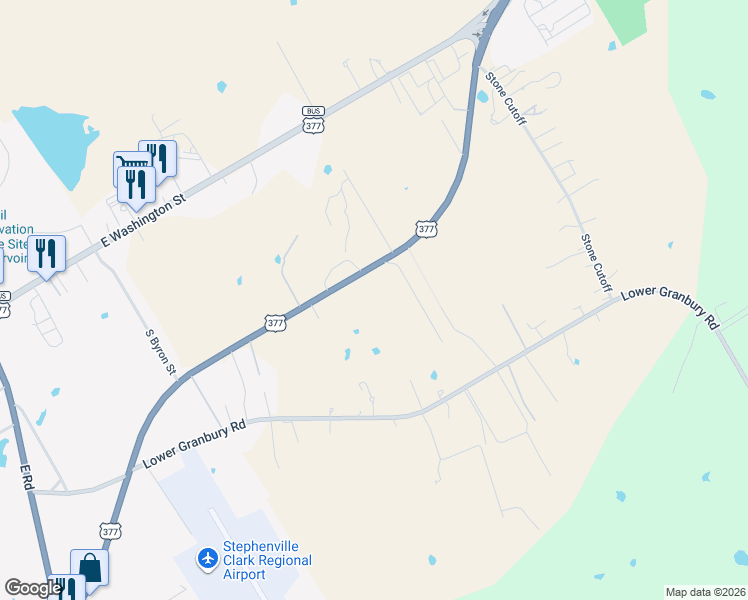 map of restaurants, bars, coffee shops, grocery stores, and more near 2720 U.S. 377 in Stephenville