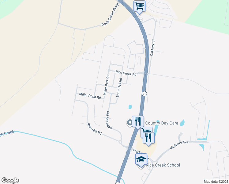 map of restaurants, bars, coffee shops, grocery stores, and more near 19 Burnt Oak Road in Port Wentworth