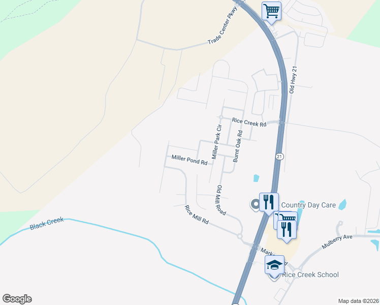 map of restaurants, bars, coffee shops, grocery stores, and more near 13 Miller Pond Road in Savannah