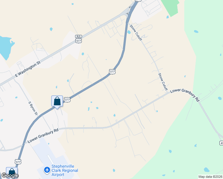 map of restaurants, bars, coffee shops, grocery stores, and more near 412 Private Road 1094 in Stephenville