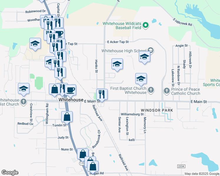 map of restaurants, bars, coffee shops, grocery stores, and more near 202 Jo Ann in Whitehouse