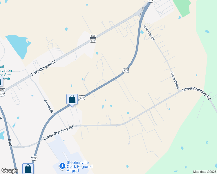map of restaurants, bars, coffee shops, grocery stores, and more near 2720 U.S. 377 in Stephenville