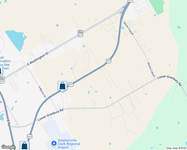 map of restaurants, bars, coffee shops, grocery stores, and more near 2720 U.S. 377 in Stephenville