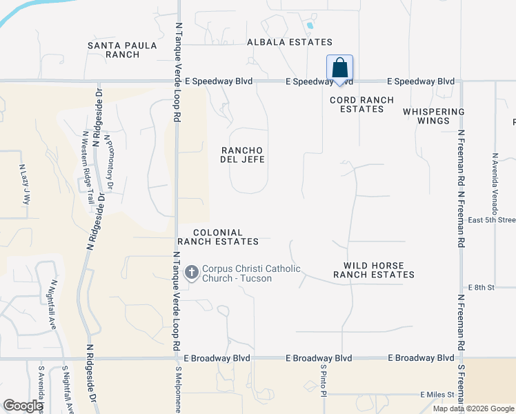 map of restaurants, bars, coffee shops, grocery stores, and more near 942 North Rancho Del Jefe Loop in Tucson