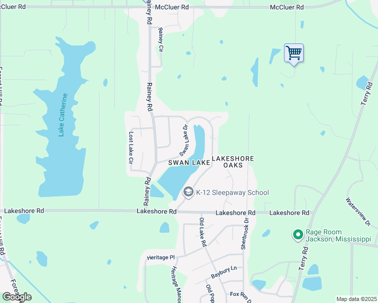 map of restaurants, bars, coffee shops, grocery stores, and more near 329 Swan Lake Drive in Jackson