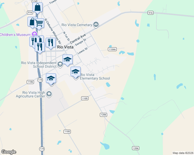 map of restaurants, bars, coffee shops, grocery stores, and more near 407 Valley View Court in Rio Vista