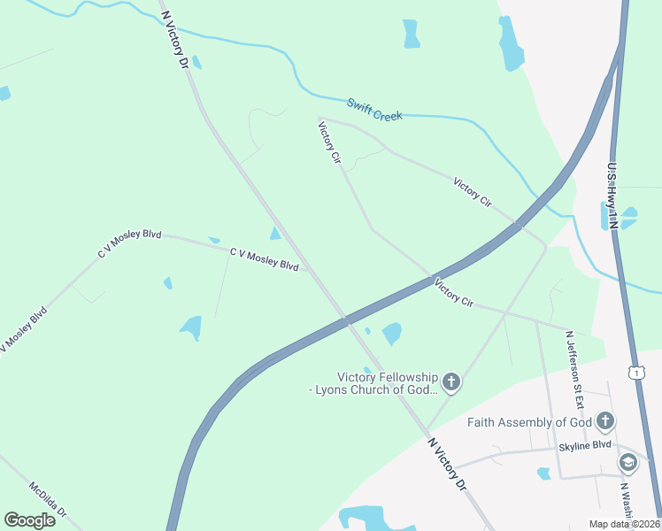 map of restaurants, bars, coffee shops, grocery stores, and more near 1058 North Victory Drive in Vidalia