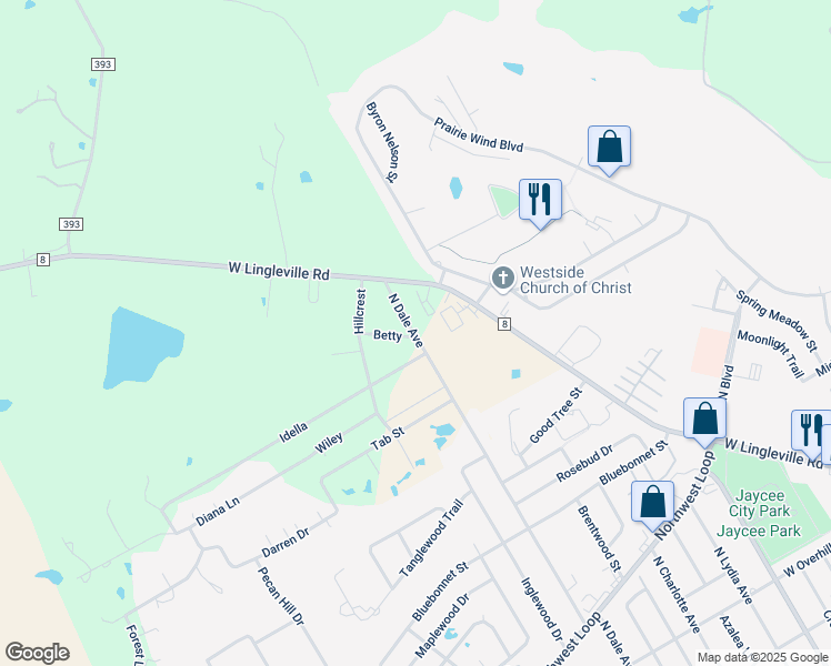 map of restaurants, bars, coffee shops, grocery stores, and more near 1505 North Dale Avenue in Stephenville
