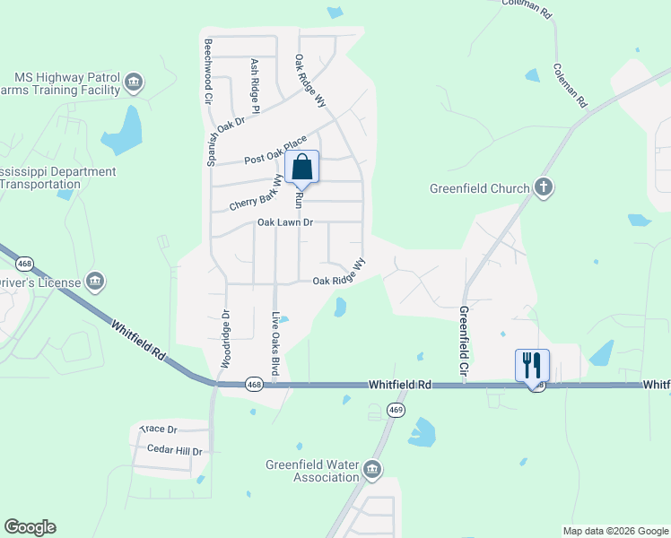 map of restaurants, bars, coffee shops, grocery stores, and more near 812 Pin Oak Place in Pearl
