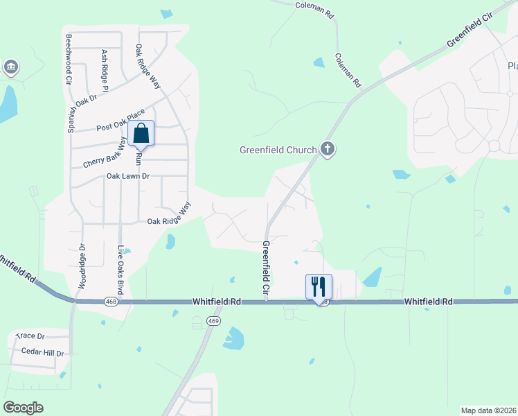 map of restaurants, bars, coffee shops, grocery stores, and more near 1039 Greenfield Circle in Brandon