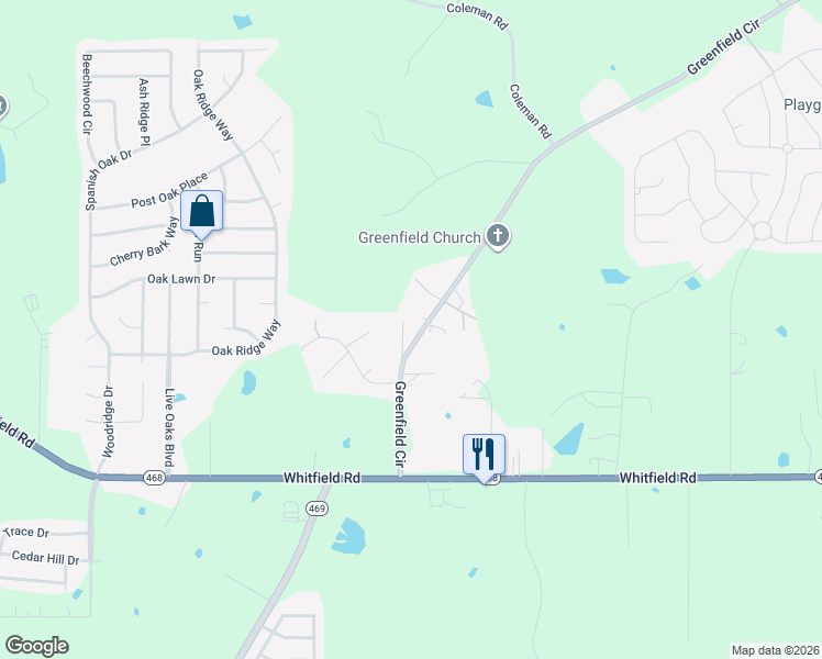 map of restaurants, bars, coffee shops, grocery stores, and more near 1039 Greenfield Circle in Brandon