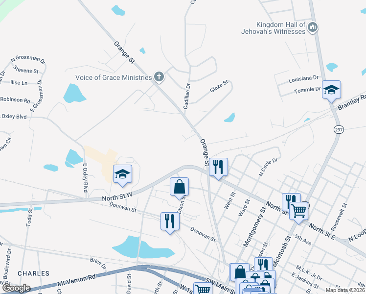 map of restaurants, bars, coffee shops, grocery stores, and more near 714 Willis Street in Vidalia