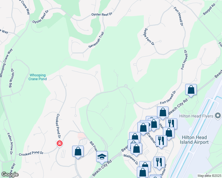 map of restaurants, bars, coffee shops, grocery stores, and more near 101 Fort Howell Drive in Hilton Head Island