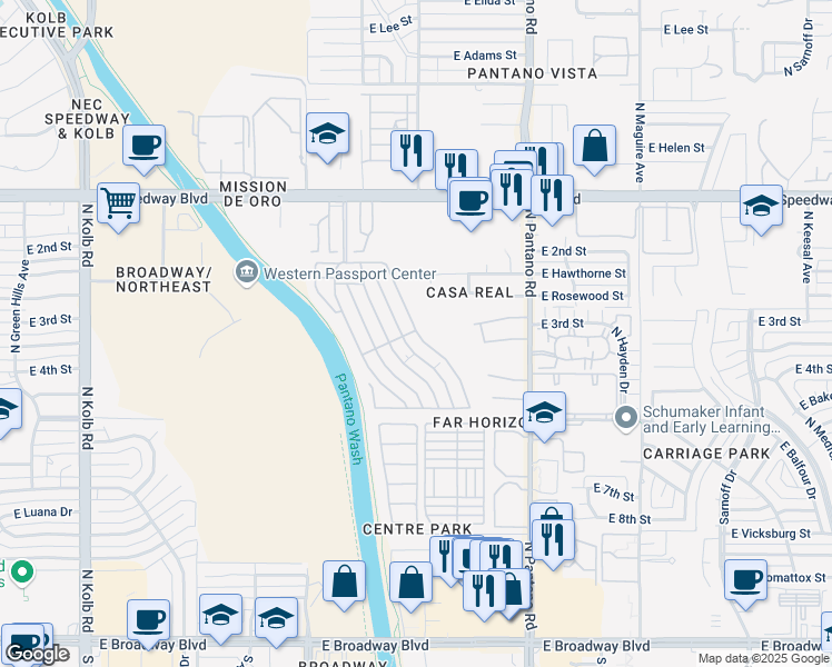 map of restaurants, bars, coffee shops, grocery stores, and more near 747 N Grande Ave in Tucson