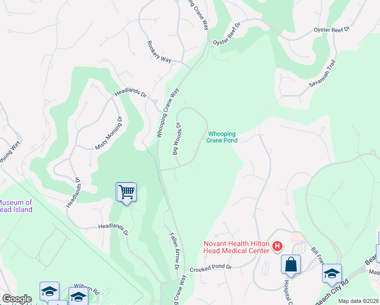 map of restaurants, bars, coffee shops, grocery stores, and more near 17 Big Woods Drive in Hilton Head Island