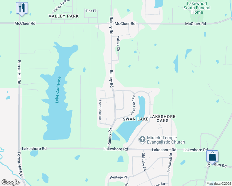 map of restaurants, bars, coffee shops, grocery stores, and more near 365 Swan Ridge Drive in Jackson
