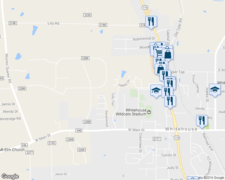 map of restaurants, bars, coffee shops, grocery stores, and more near 315 Tully Trail in Whitehouse