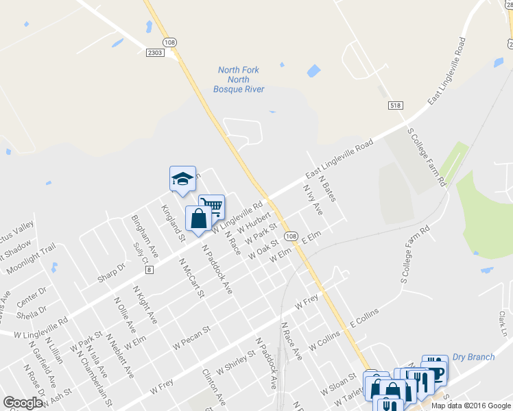 map of restaurants, bars, coffee shops, grocery stores, and more near 205 Farm to Market 8 in Stephenville