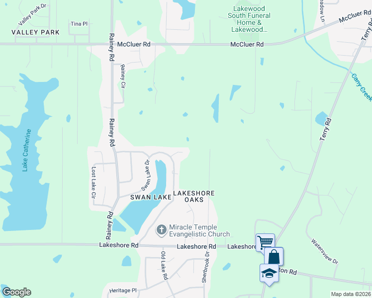 map of restaurants, bars, coffee shops, grocery stores, and more near 190 Swan Lake Cove in Jackson