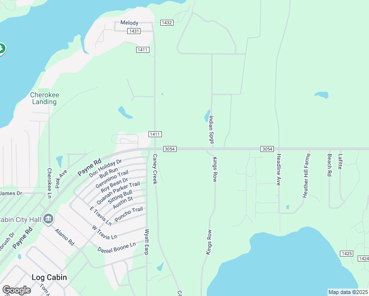 map of restaurants, bars, coffee shops, grocery stores, and more near 6379 Farm to Market Road 3054 in Log Cabin
