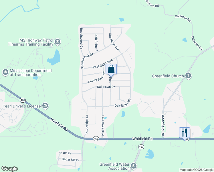 map of restaurants, bars, coffee shops, grocery stores, and more near 434 Oak Lawn Drive in Brandon