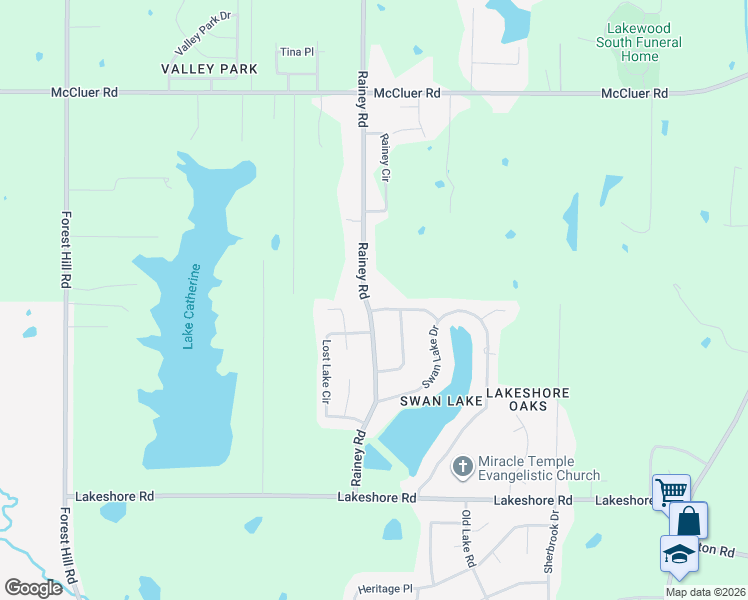map of restaurants, bars, coffee shops, grocery stores, and more near 365 Swan Ridge Drive in Jackson