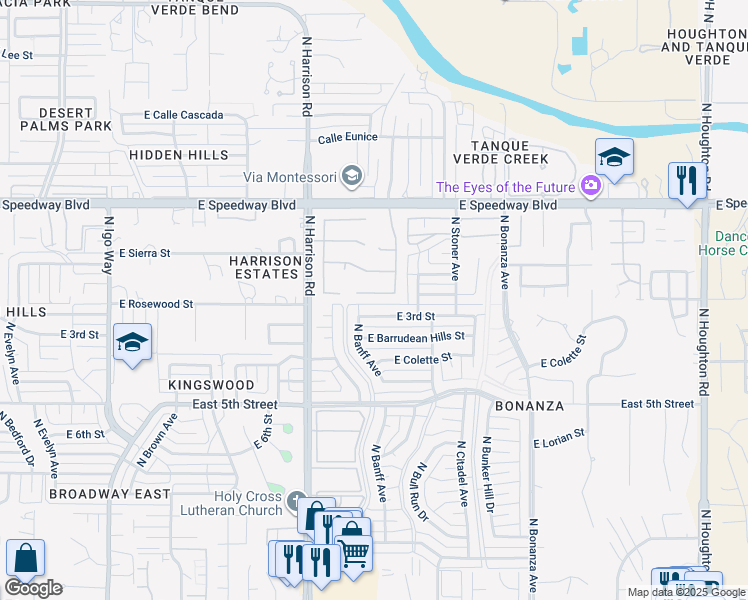 map of restaurants, bars, coffee shops, grocery stores, and more near 9638 East Corte Torre Del Sol in Tucson