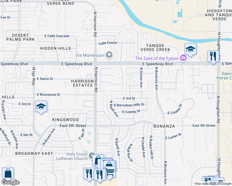 map of restaurants, bars, coffee shops, grocery stores, and more near 9638 East Corte Torre Del Sol in Tucson