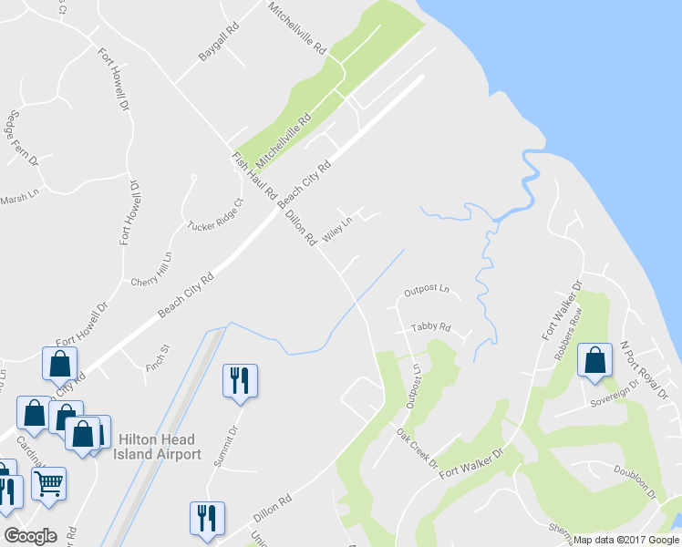 map of restaurants, bars, coffee shops, grocery stores, and more near 5 Tidal Bluff Road in Hilton Head Island