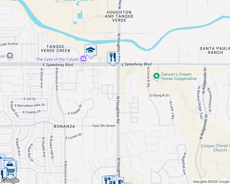 map of restaurants, bars, coffee shops, grocery stores, and more near 873 North Dusenburg Avenue in Tucson