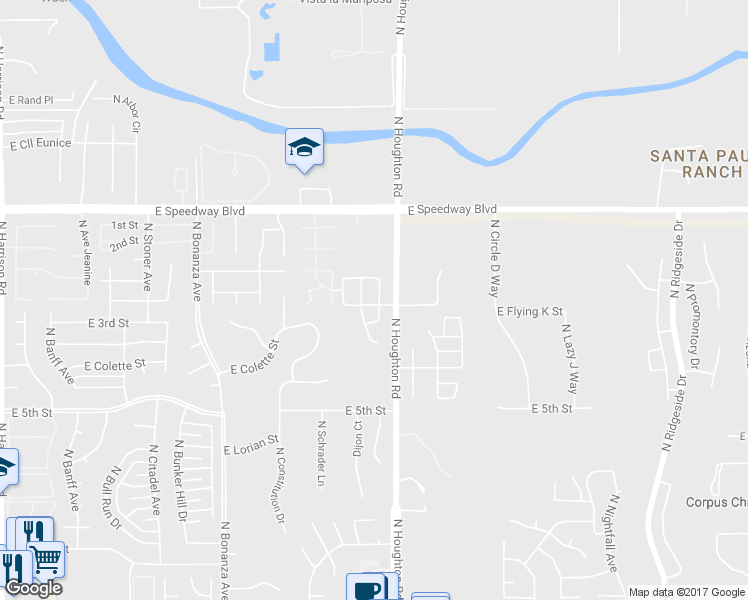 map of restaurants, bars, coffee shops, grocery stores, and more near 873 North Dusenburg Avenue in Tucson