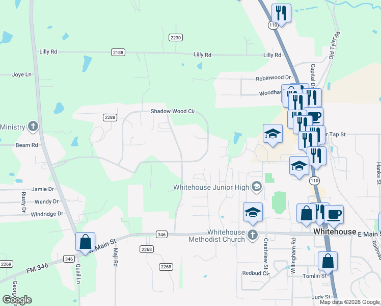 map of restaurants, bars, coffee shops, grocery stores, and more near 10509 Shadow Wood Circle in Whitehouse