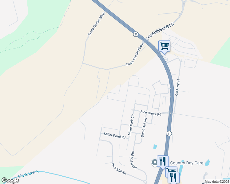 map of restaurants, bars, coffee shops, grocery stores, and more near 127 Miller Park Circle in Savannah