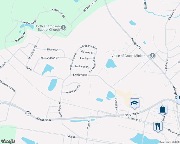 map of restaurants, bars, coffee shops, grocery stores, and more near 704 East Grossman Drive in Vidalia